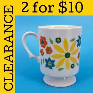 🟡 Mid Century Modern floral pedestal mug